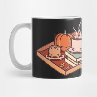 Fall Feels - coffee, caramel apple, pumpkin, books, and autumn leaves Mug